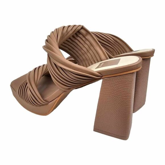 NEW Dolce Vita Chunky Block Heel Platform Slide Sandals Neutral Beige Size 7 - Picture 10 of 11